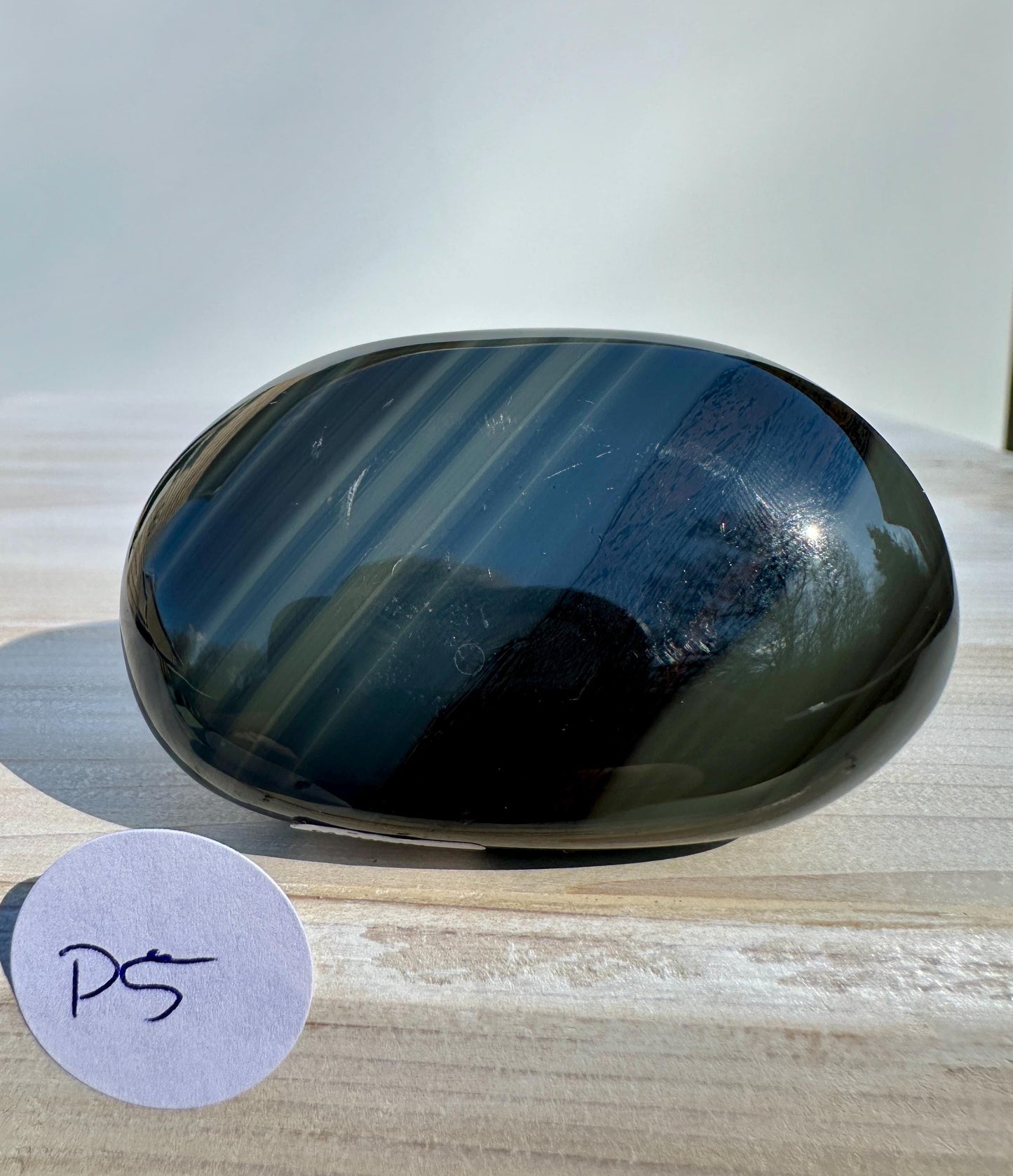 Platinum Obsidian Palm Stone from Mexico
