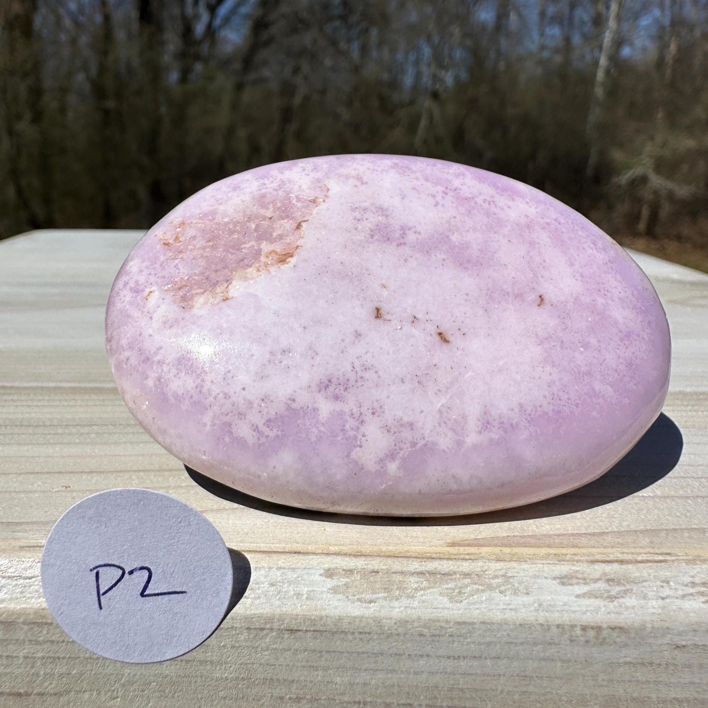 Pretty Pink Aragonite Palm Stone with Hematite