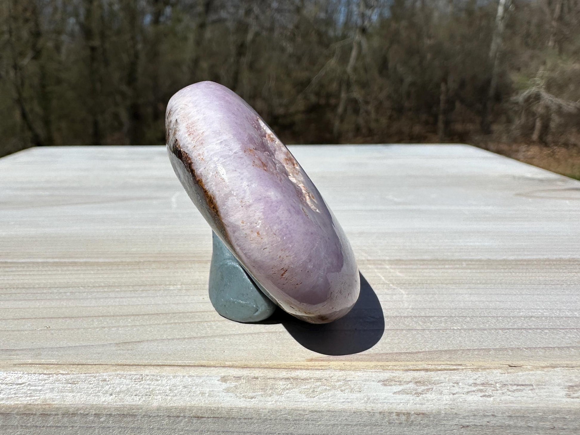 Pretty Pink Aragonite Palm Stone with Hematite