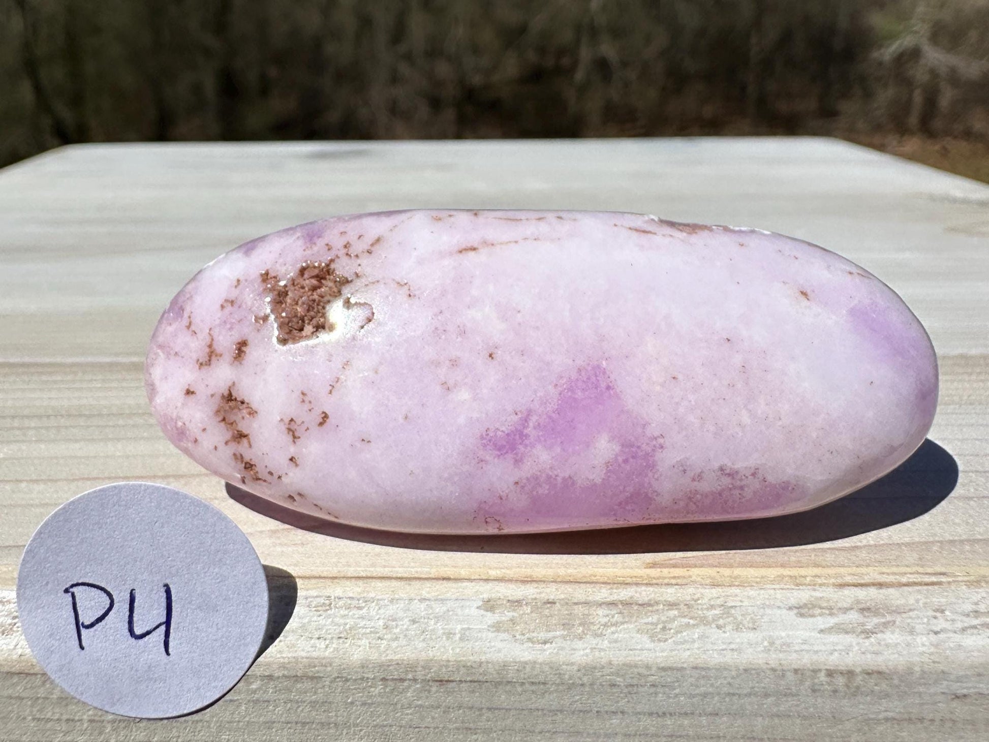 Pretty Pink Aragonite Palm Stone with Hematite