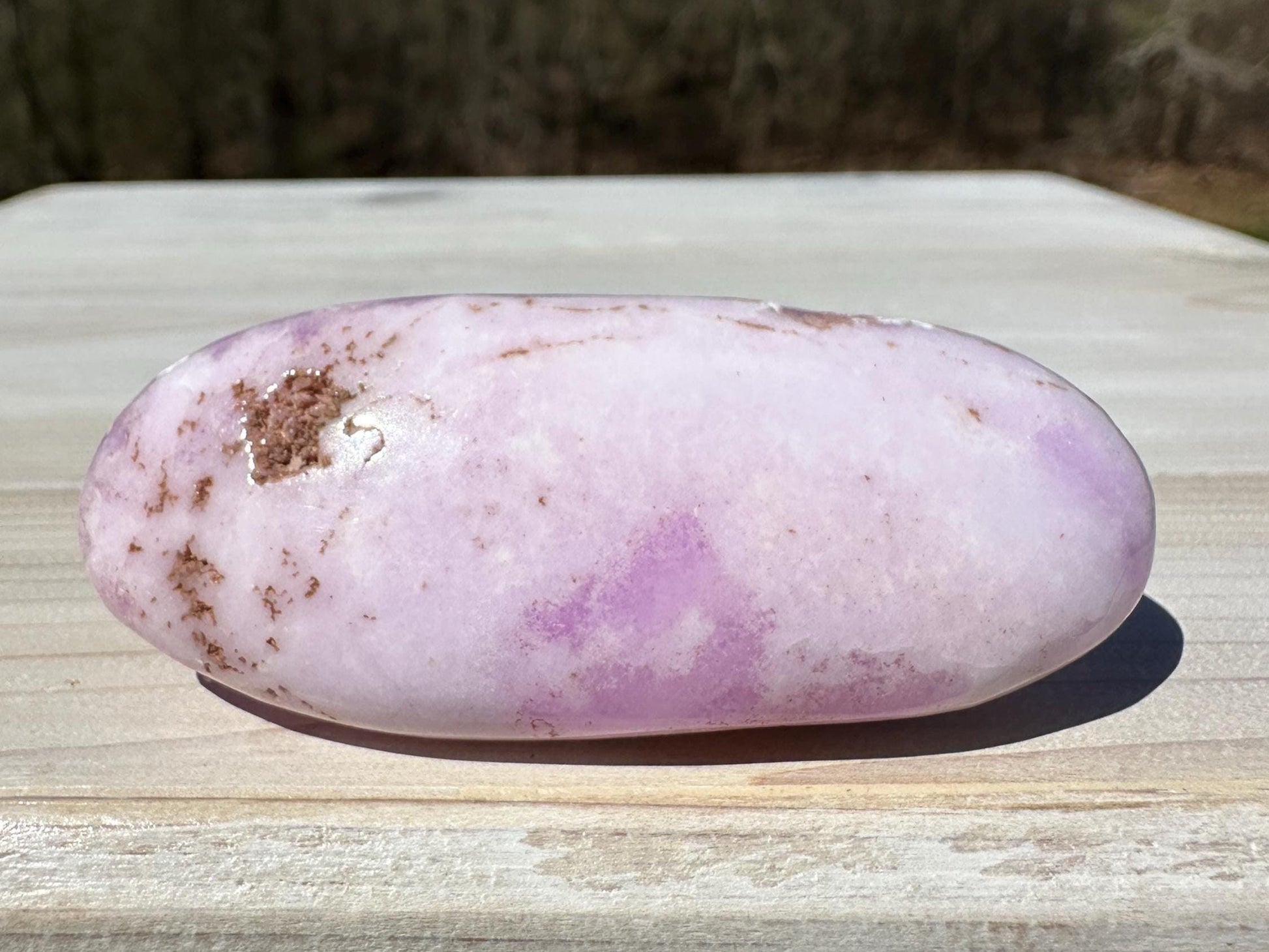 Pretty Pink Aragonite Palm Stone with Hematite