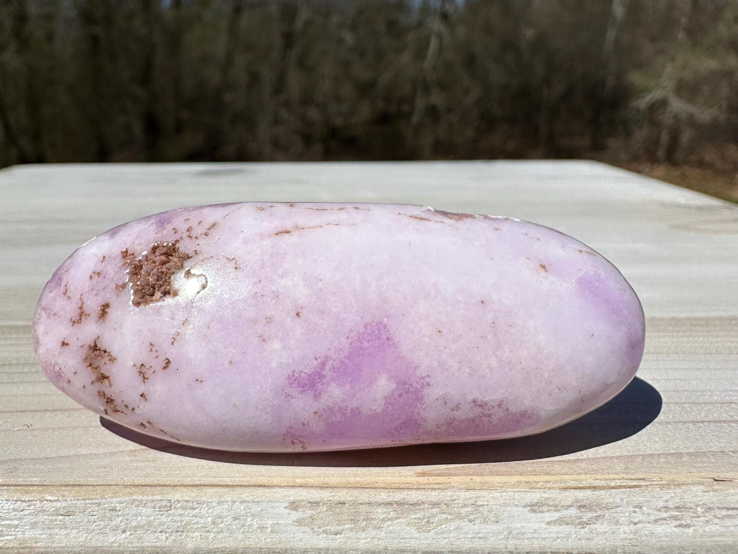 Pretty Pink Aragonite Palm Stone with Hematite
