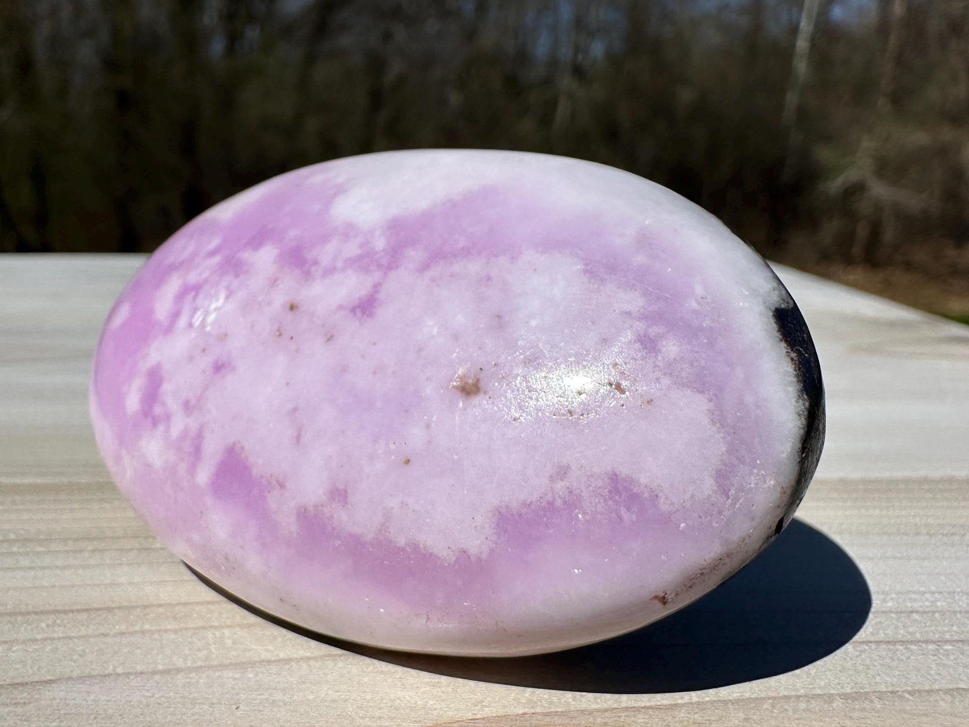 Pretty Pink Aragonite Palm Stone with Hematite