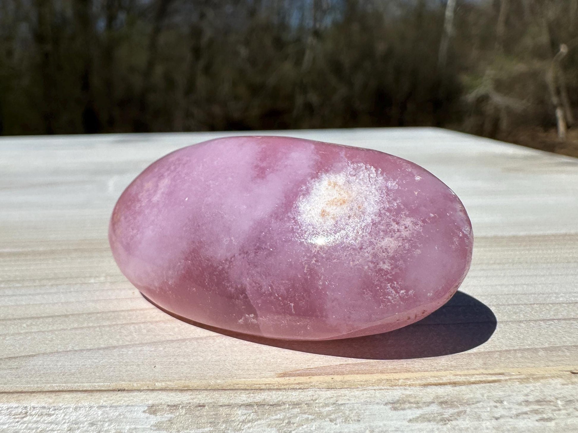 Pretty Pink Aragonite Palm Stone with Hematite