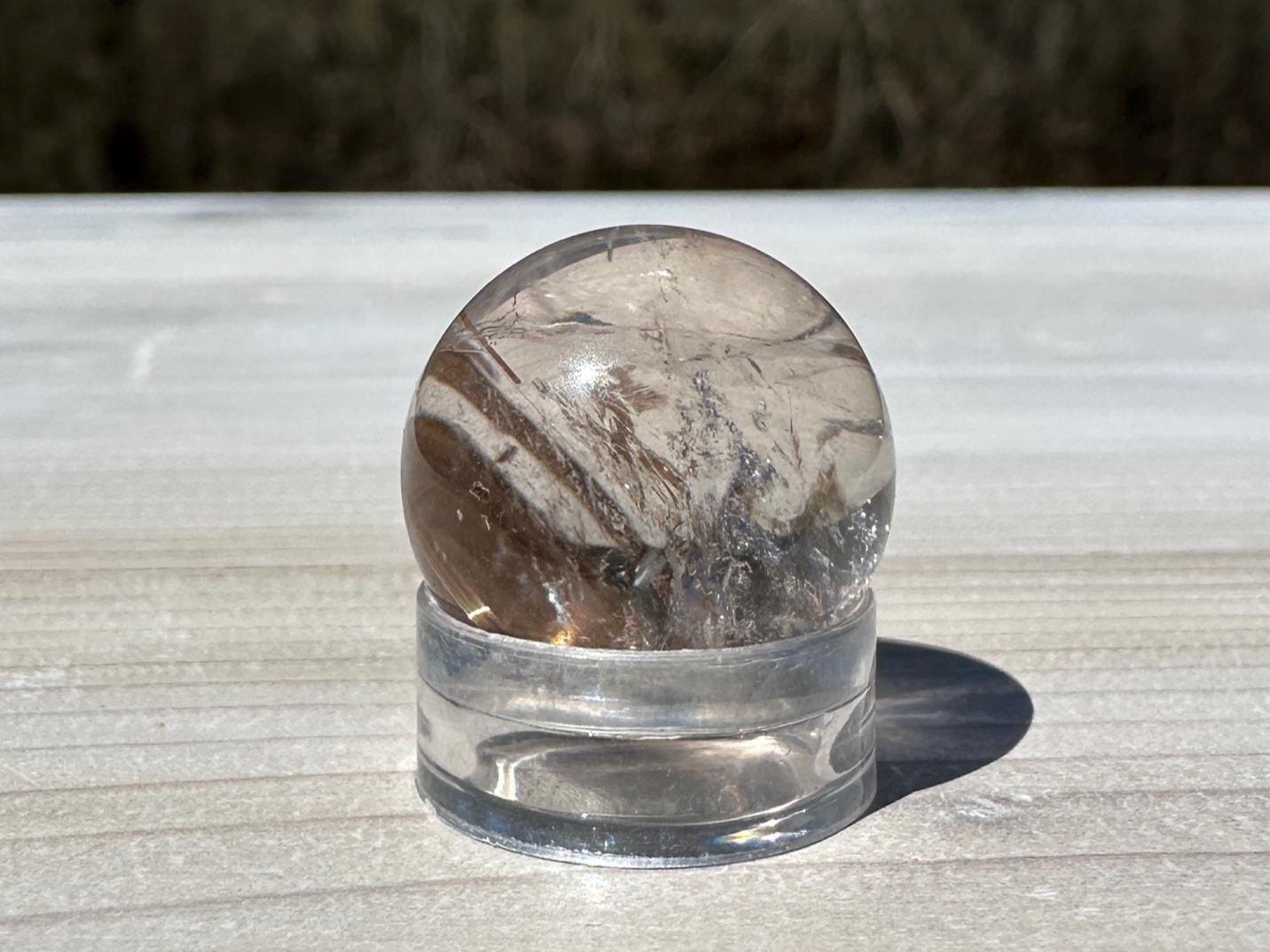 High Quality Gold Rutile Quartz Mini Sphere with Rainbows 11.5mm