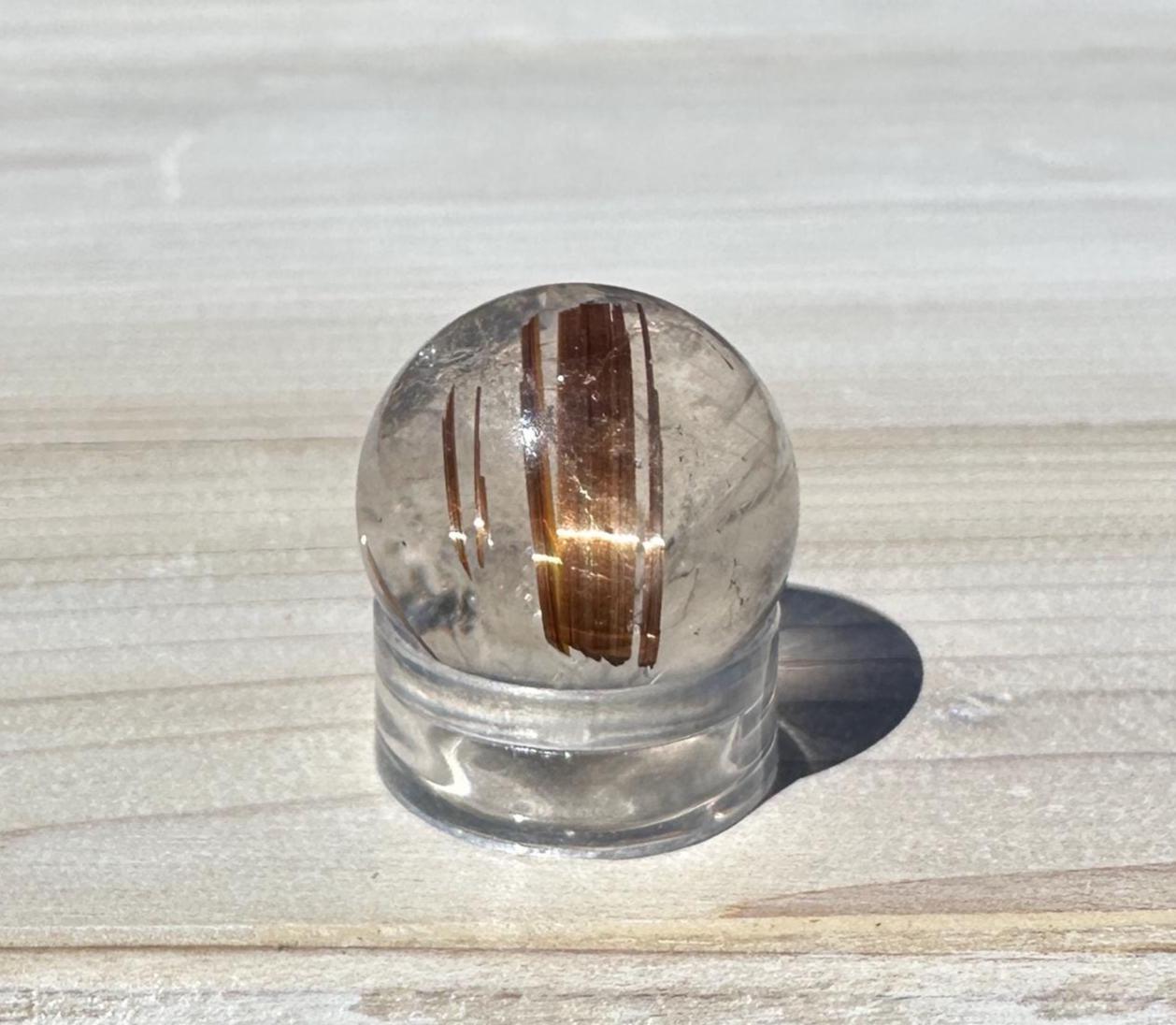 High Quality Gold Rutile Quartz Mini Sphere with Rainbows 11.5mm