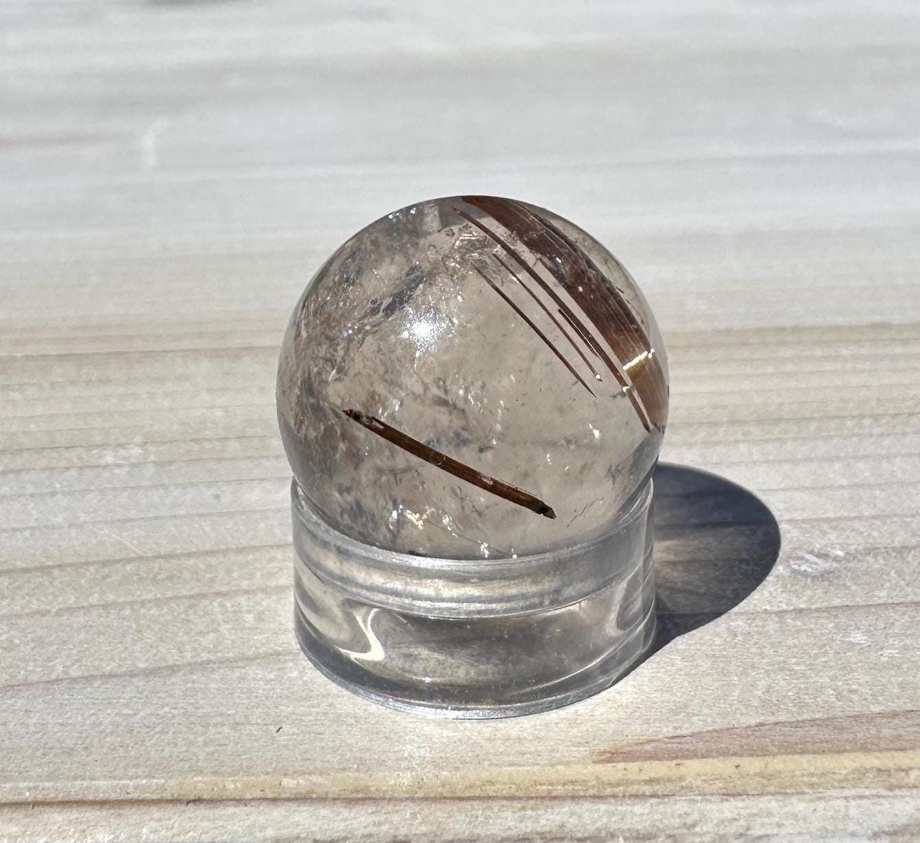 High Quality Gold Rutile Quartz Mini Sphere with Rainbows 11.5mm
