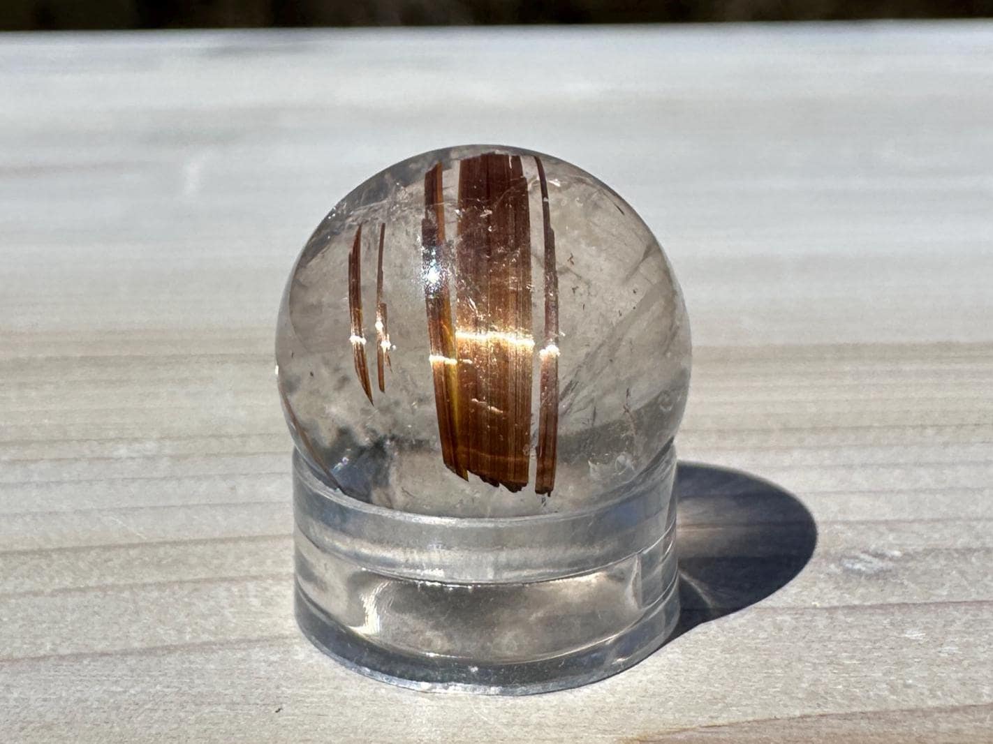 High Quality Gold Rutile Quartz Mini Sphere with Rainbows 11.5mm