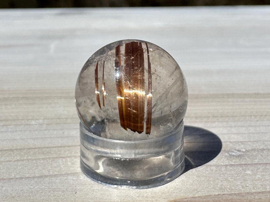 High Quality Gold Rutile Quartz Mini Sphere with Rainbows 11.5mm