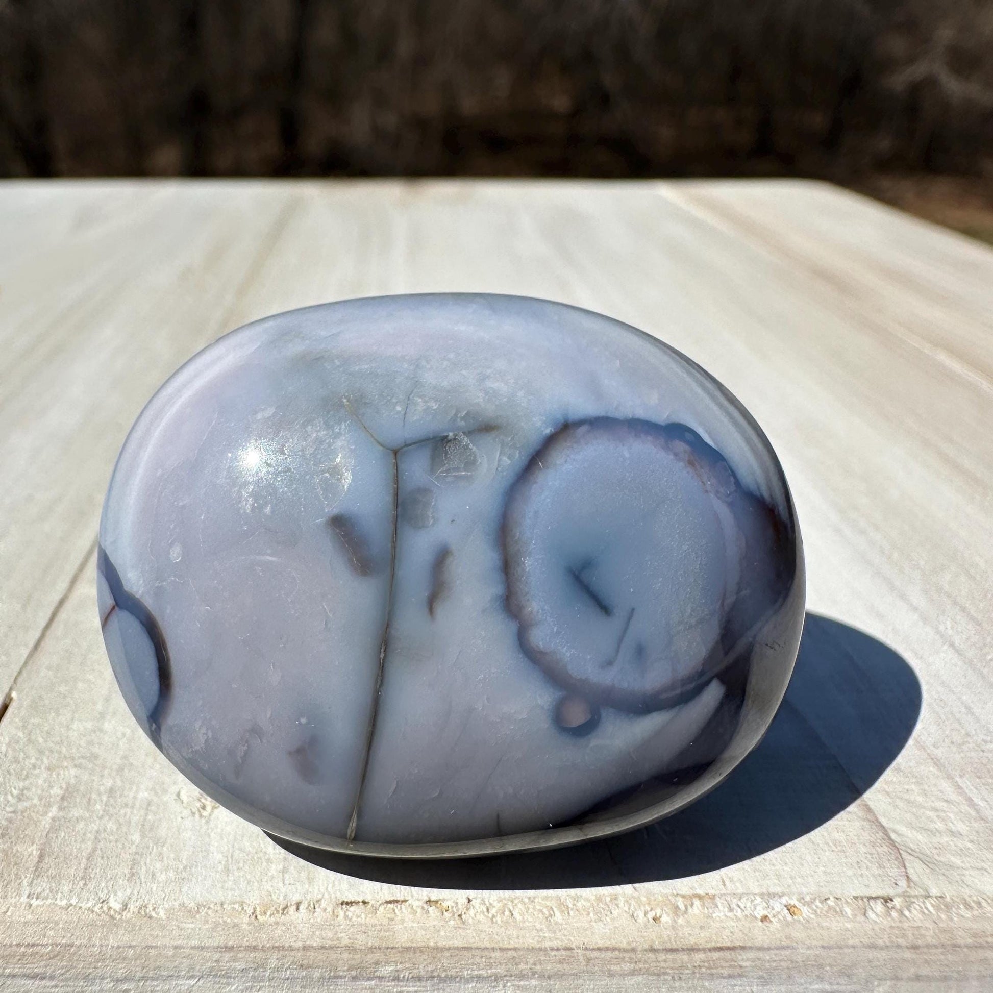 Gorgeous Blue Flower Agate Palm Stone