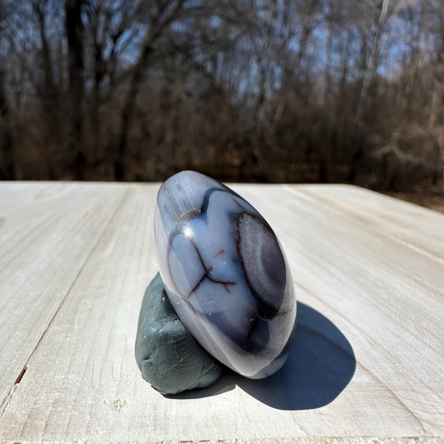 Gorgeous Blue Flower Agate Palm Stone
