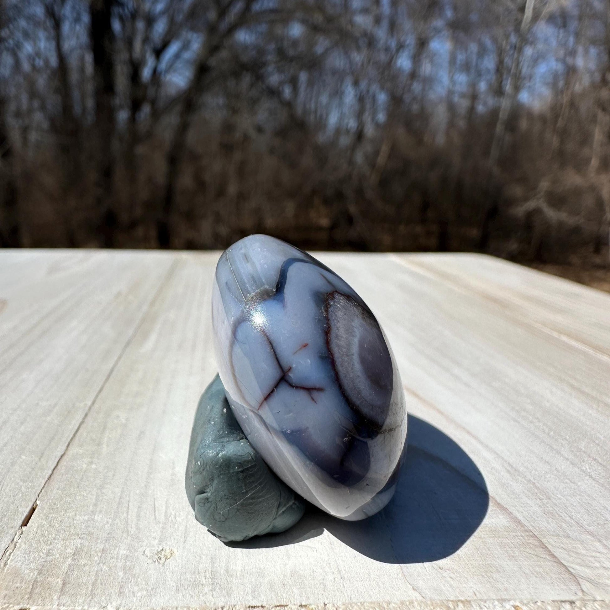 Gorgeous Blue Flower Agate Palm Stone