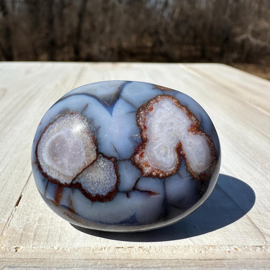 Gorgeous Blue Flower Agate Palm Stone