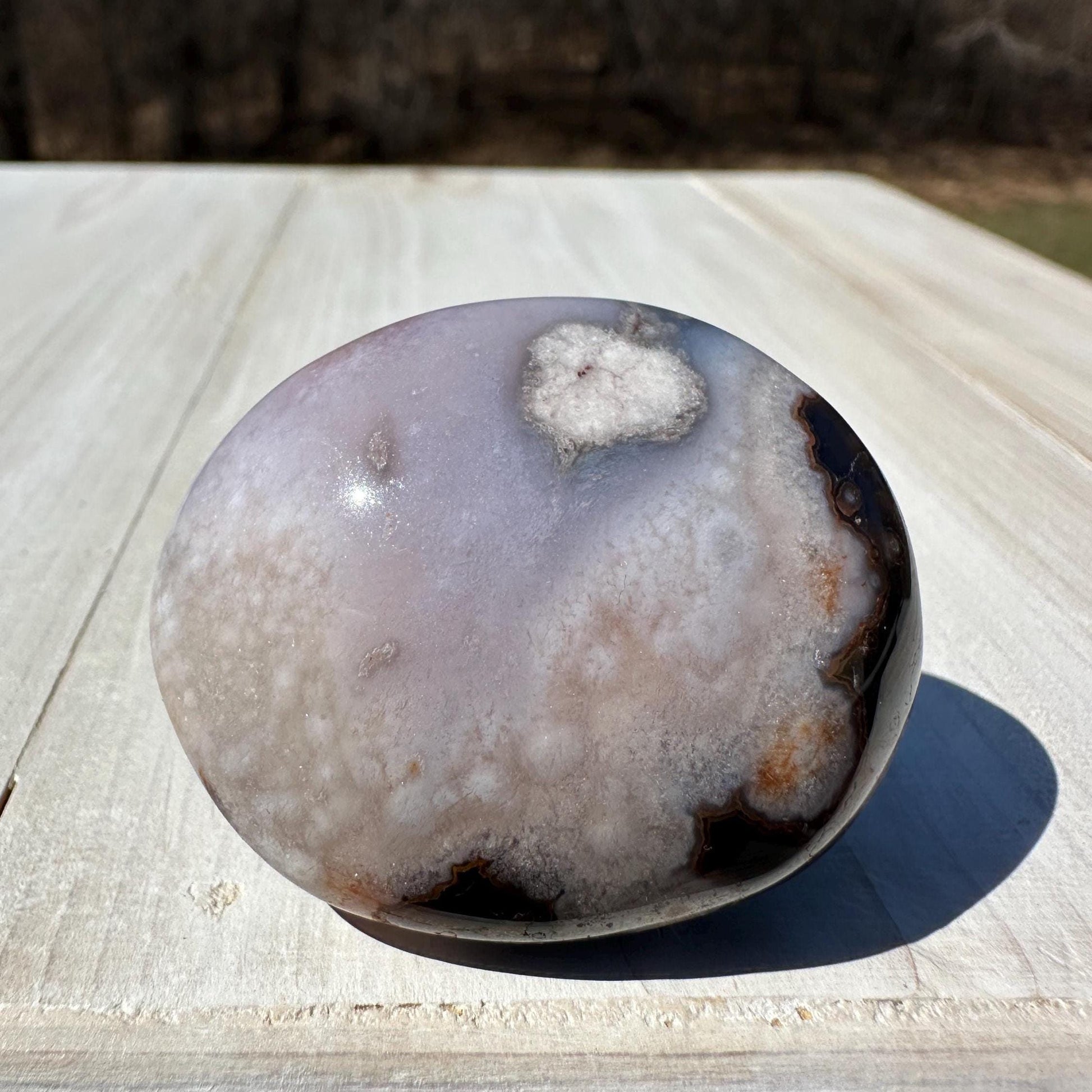 Gorgeous Blue Flower Agate Palm Stone