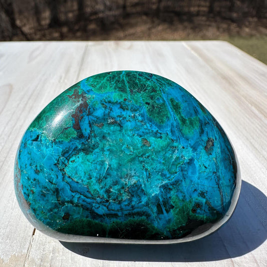 Stunning Chrysocolla and Malachite Polished Stone Freeform from Peru
