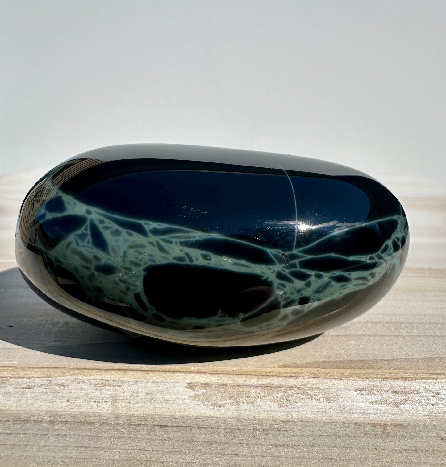 Spider Web Obsidian Palm Stone from Mexico