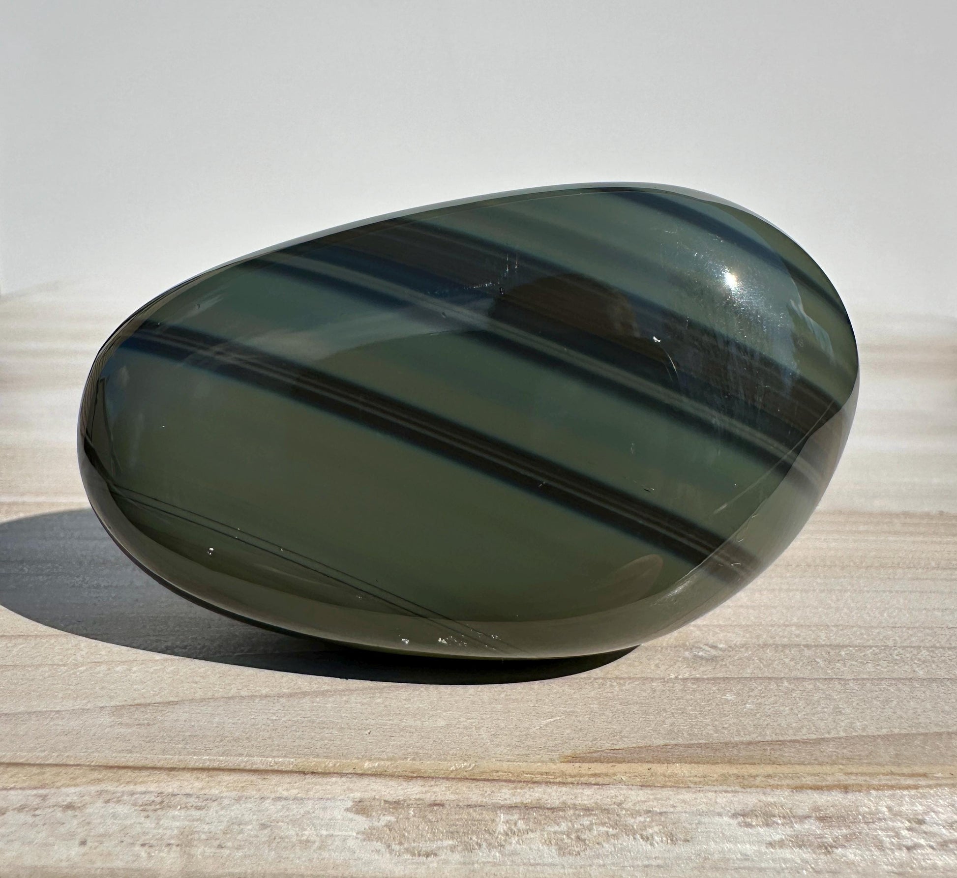 Platinum Obsidian Palm Stone from Mexico