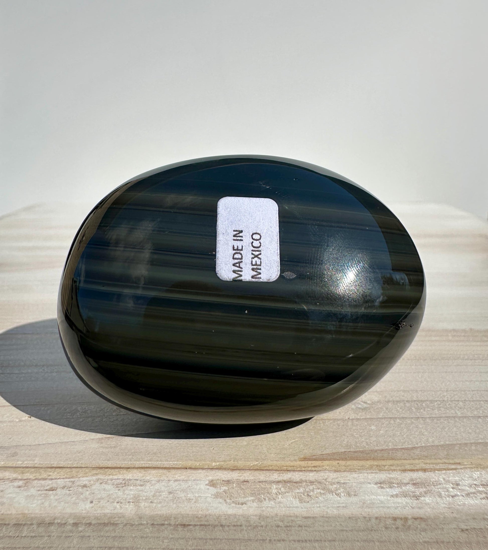 Platinum Obsidian Palm Stone from Mexico