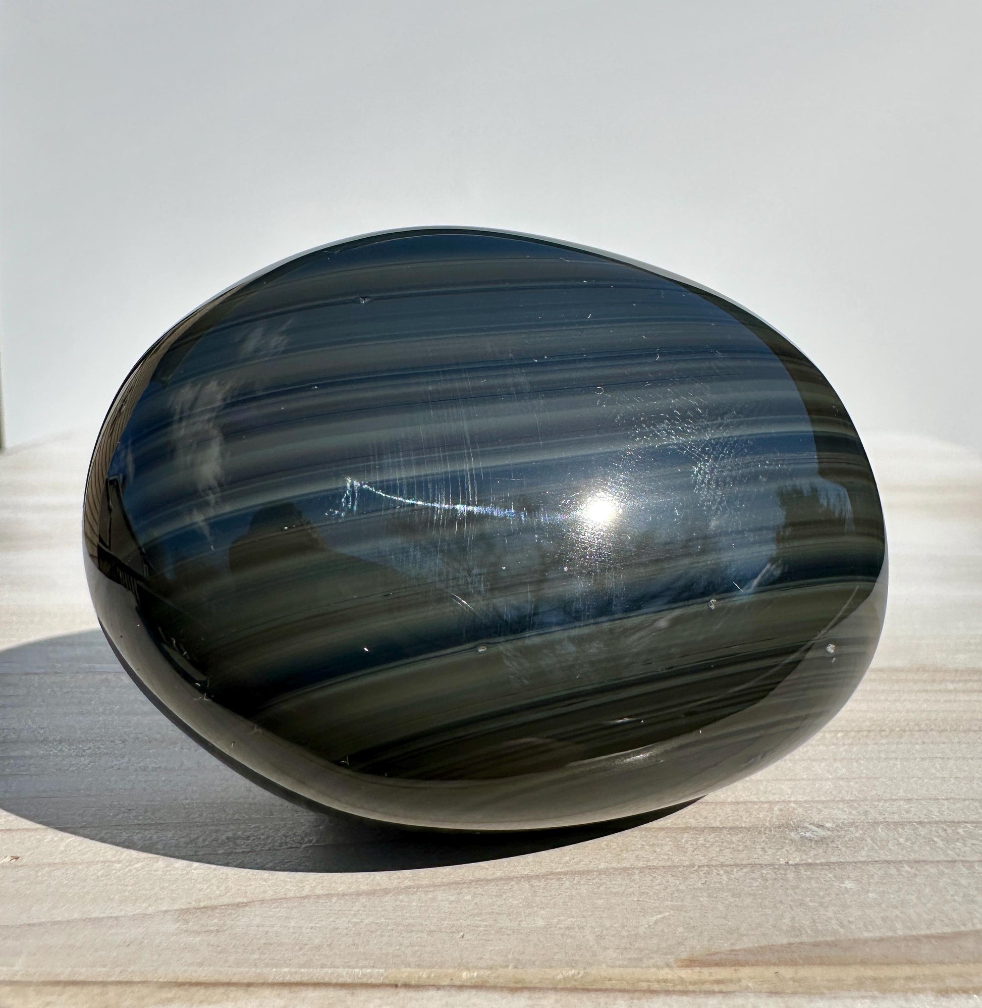 Platinum Obsidian Palm Stone from Mexico