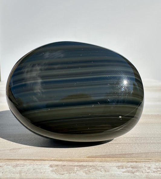 Platinum Obsidian Palm Stone from Mexico