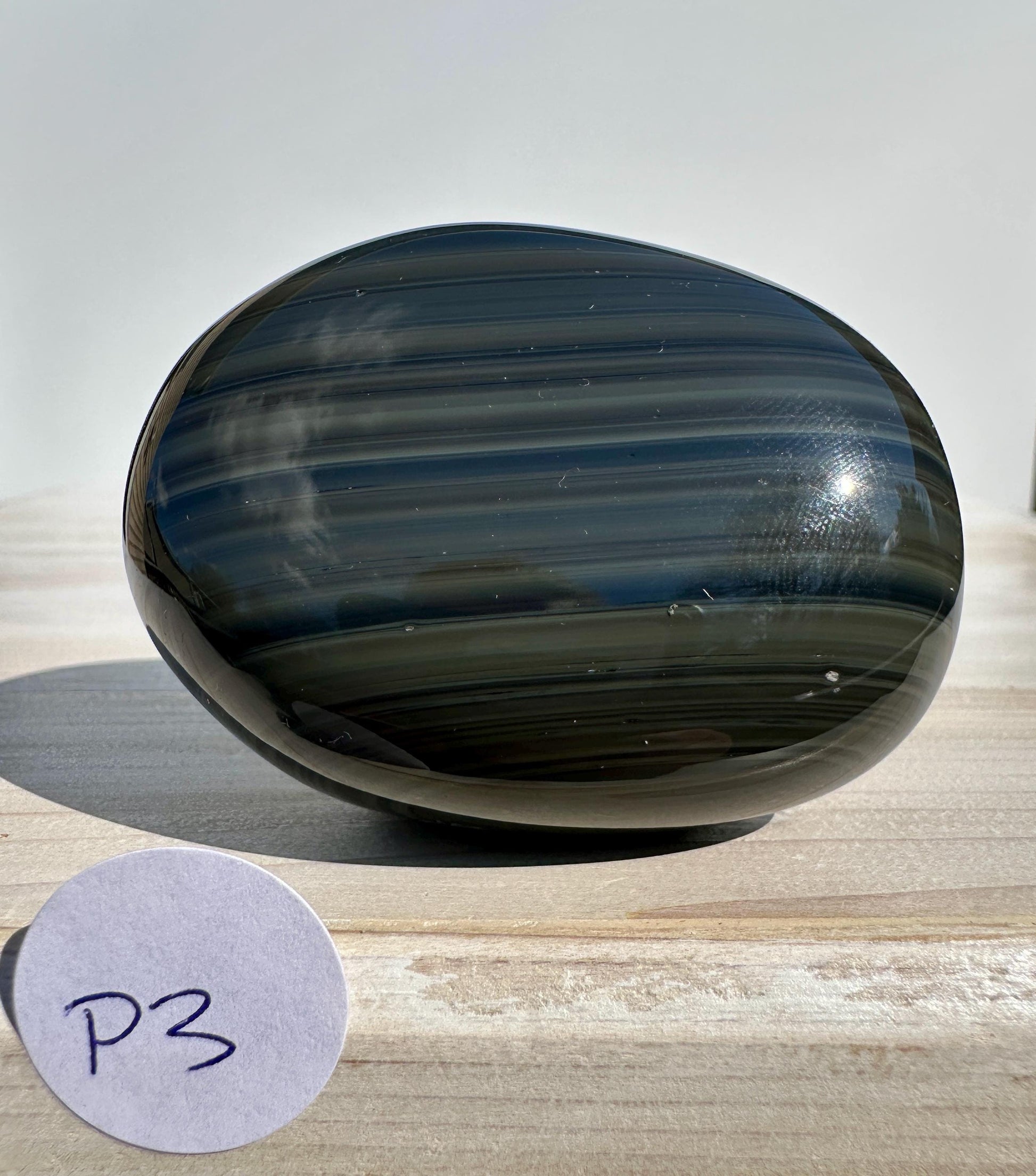 Platinum Obsidian Palm Stone from Mexico