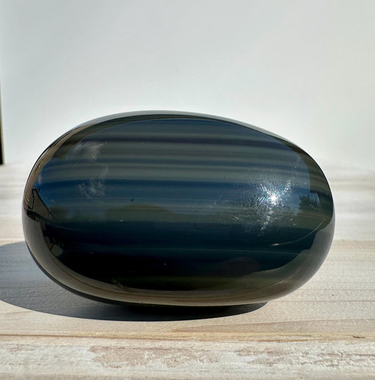 Platinum Obsidian Palm Stone from Mexico