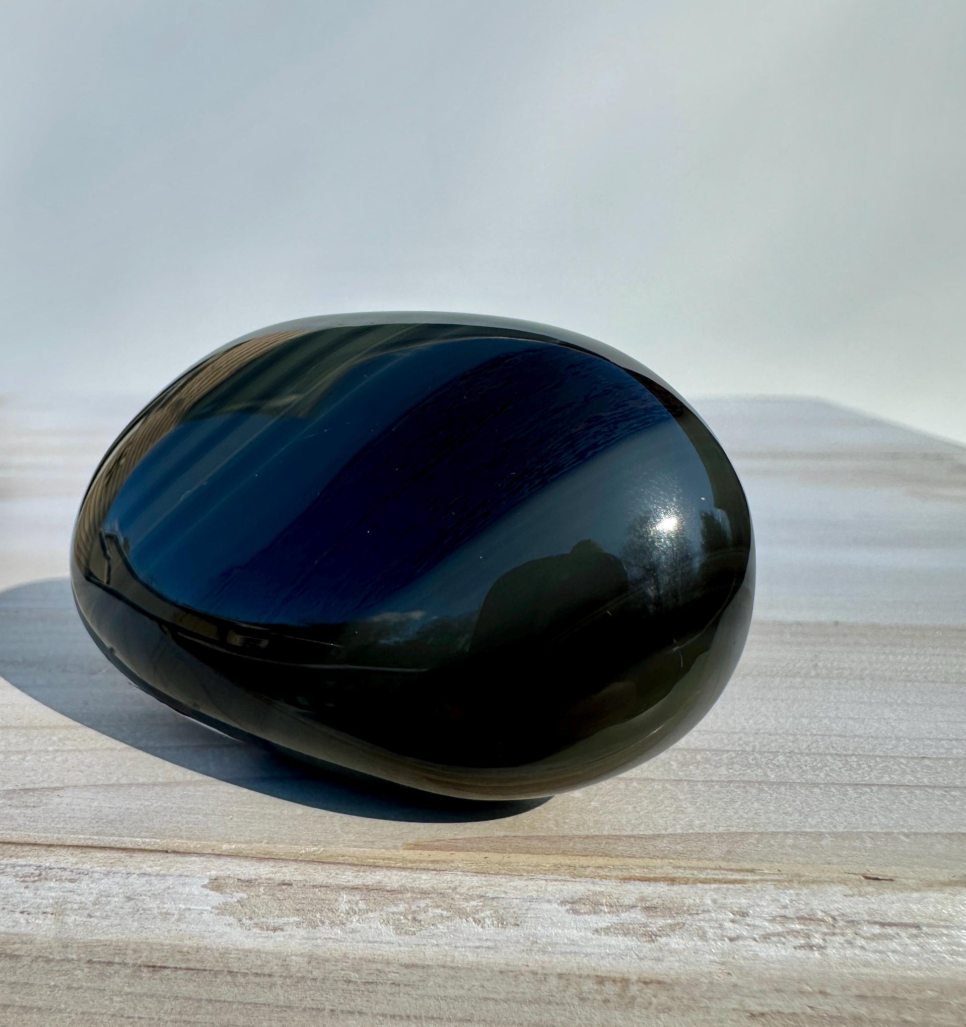 Platinum Obsidian Palm Stone from Mexico