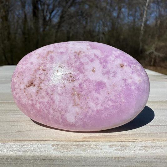 Pretty Pink Aragonite Palm Stone with Hematite