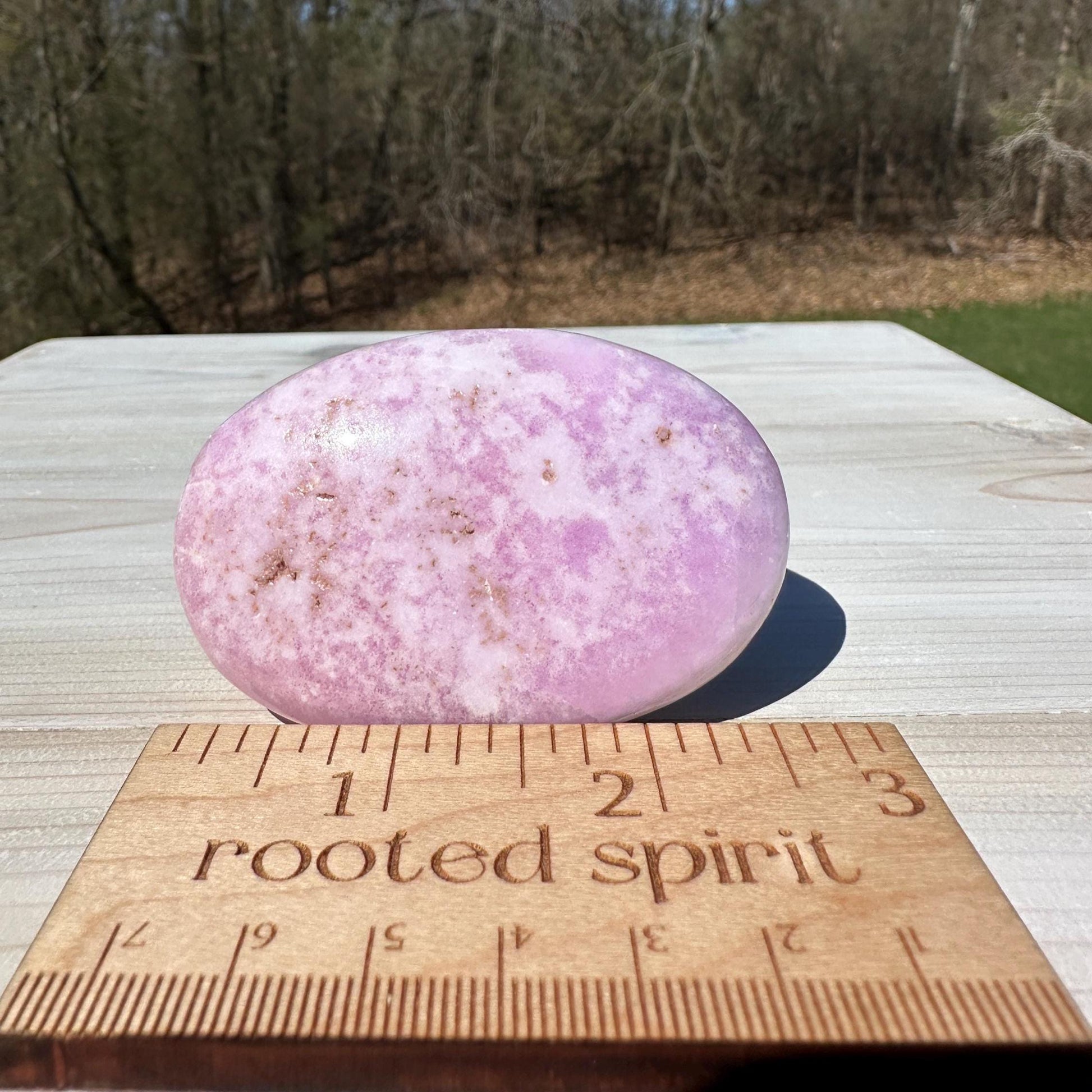 Pretty Pink Aragonite Palm Stone with Hematite