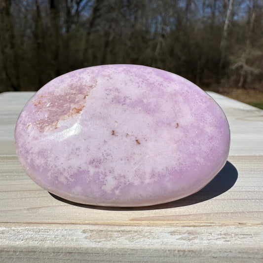 Pretty Pink Aragonite Palm Stone with Hematite
