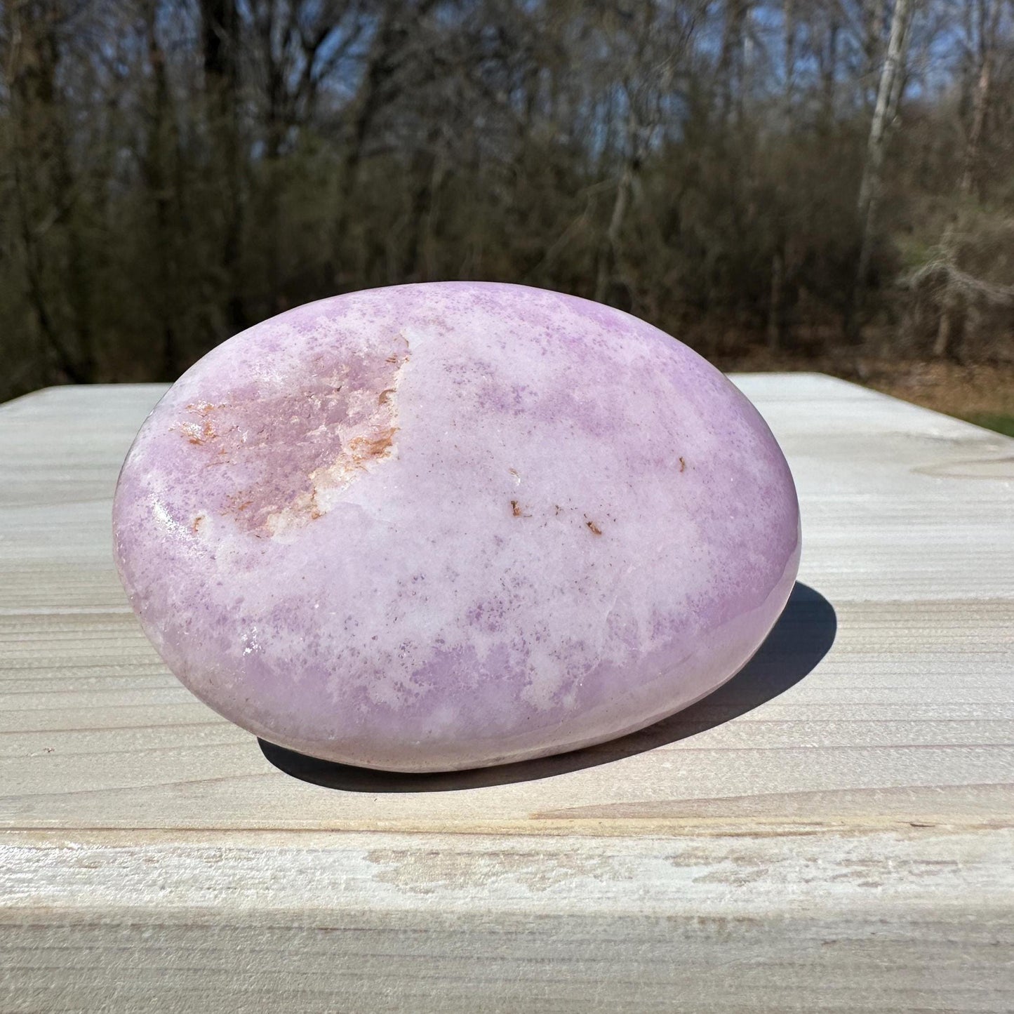 Pretty Pink Aragonite Palm Stone with Hematite