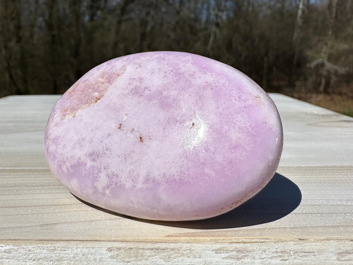 Pretty Pink Aragonite Palm Stone with Hematite