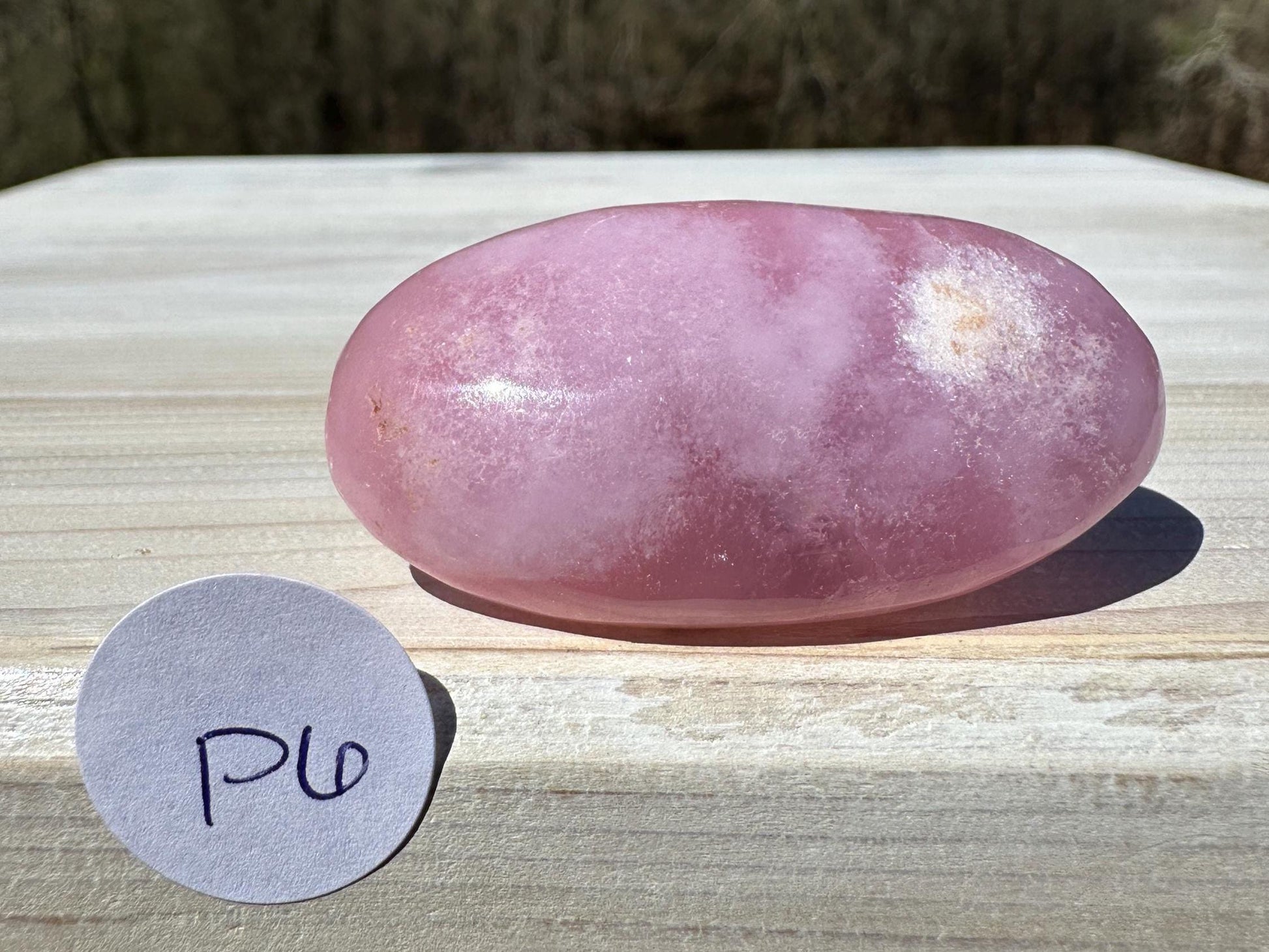 Pretty Pink Aragonite Palm Stone with Hematite