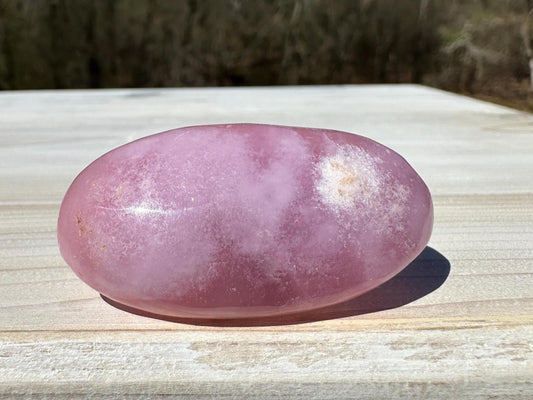 Pretty Pink Aragonite Palm Stone with Hematite