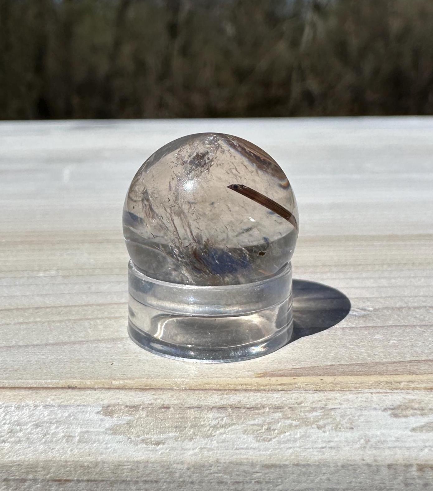 High Quality Gold Rutile Quartz Mini Sphere with Rainbows 11.5mm