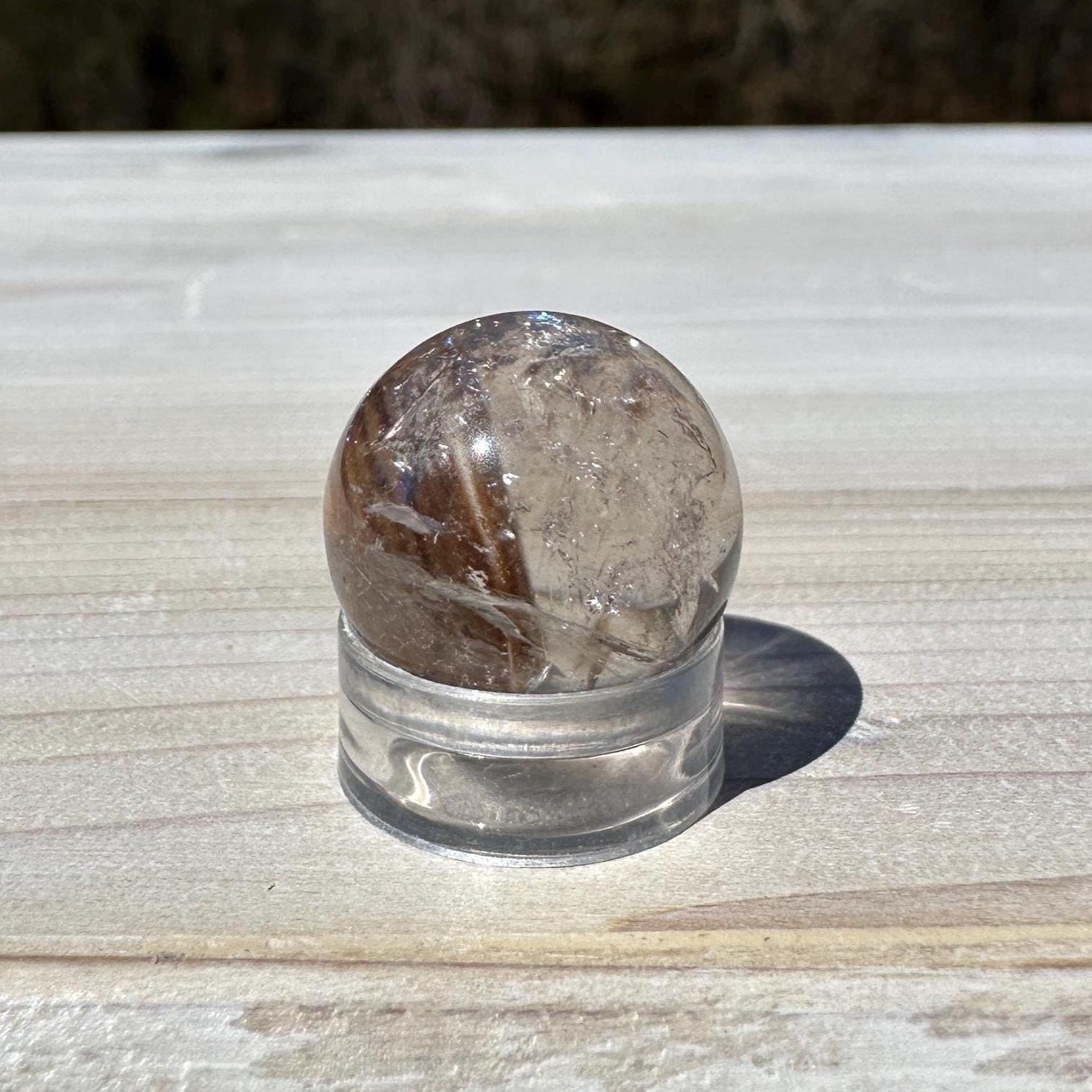 High Quality Gold Rutile Quartz Mini Sphere with Rainbows 11.5mm