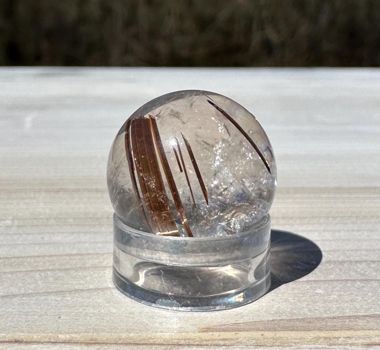 High Quality Gold Rutile Quartz Mini Sphere with Rainbows 11.5mm