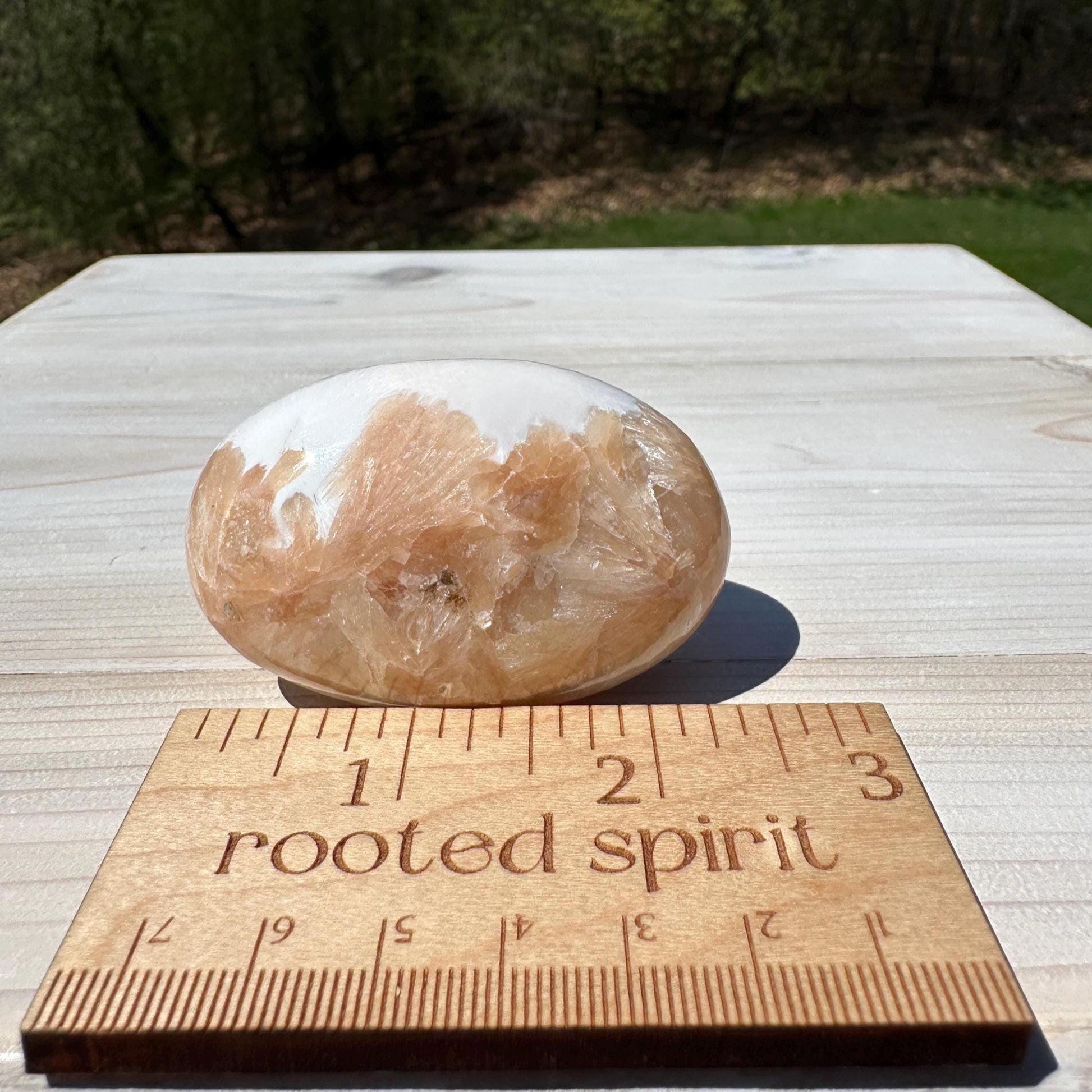 Gorgeous Polished Scolecite with Stilbite Palm Stone - #4