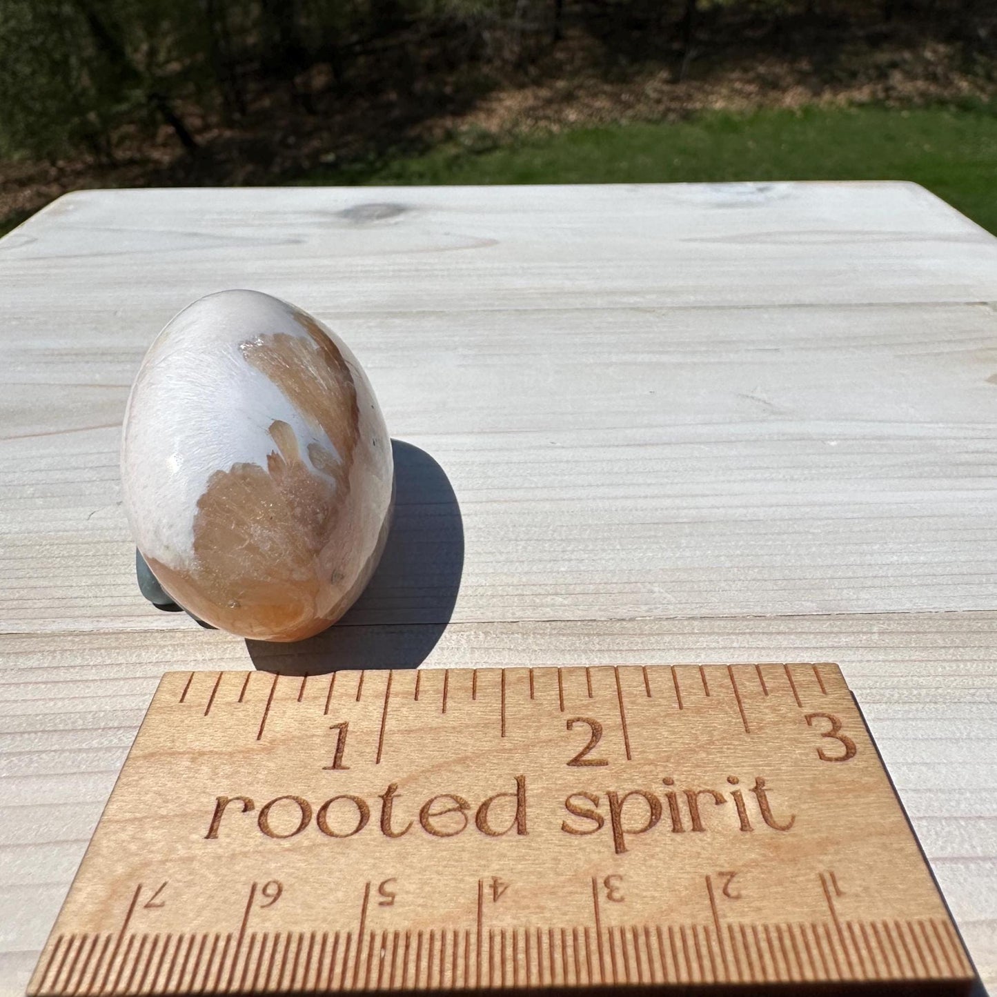 Gorgeous Polished Scolecite with Stilbite Palm Stone - #4
