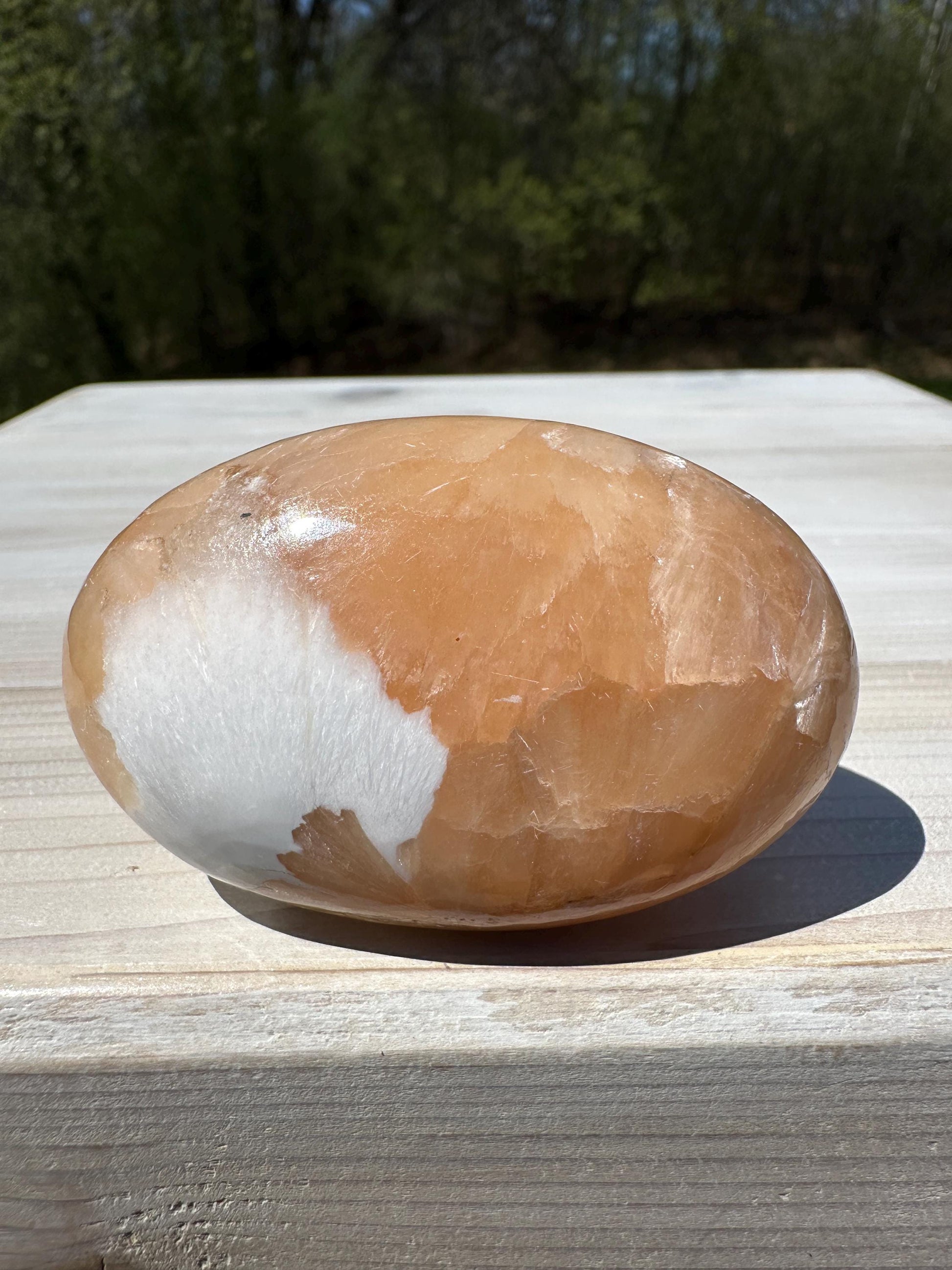 Gorgeous Polished Scolecite with Stilbite Palm Stone - #6