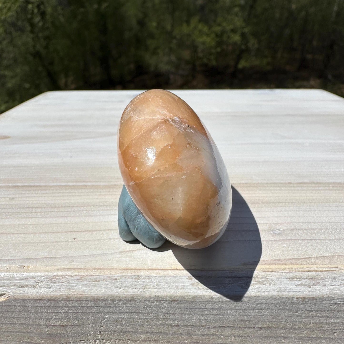 Gorgeous Polished Scolecite with Stilbite Palm Stone - #6