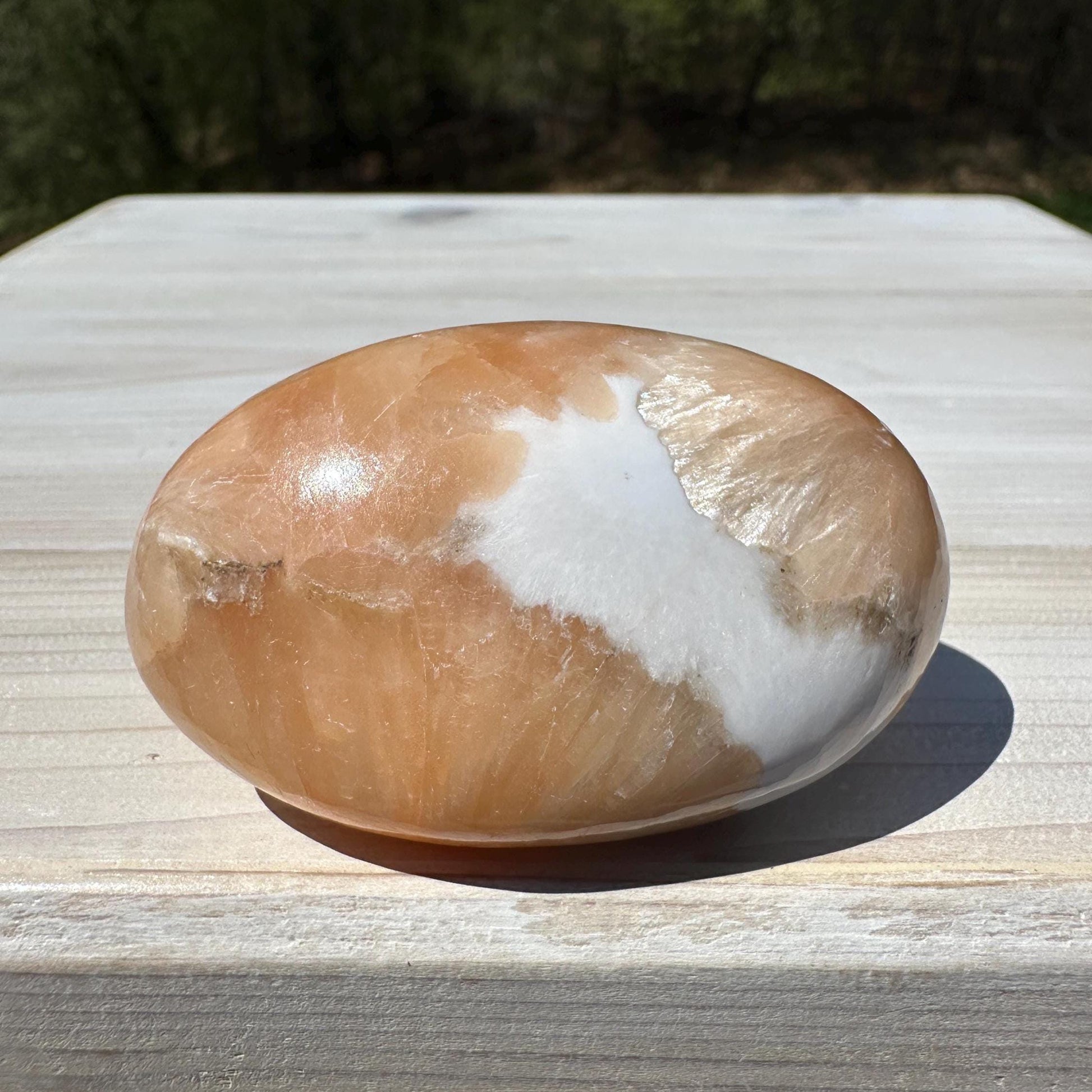 Gorgeous Polished Scolecite with Stilbite Palm Stone - #6