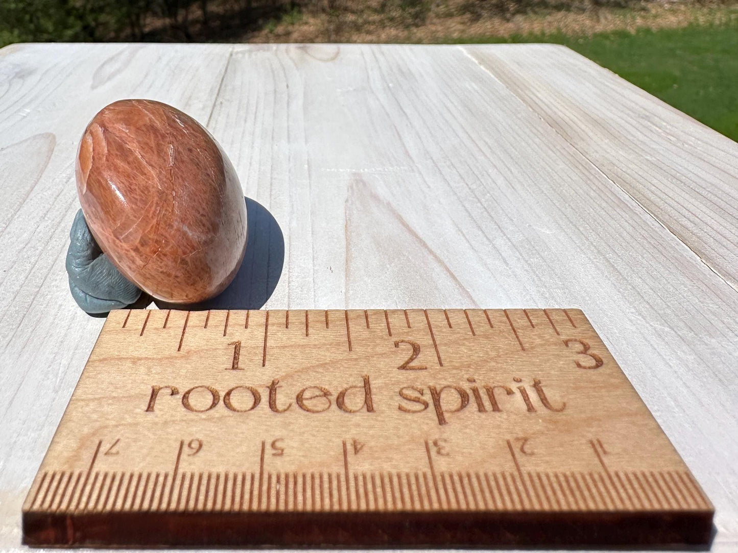 Pretty Peach Moonstone Palm Stone from India - #2