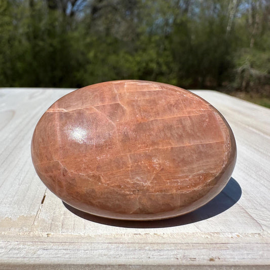 Pretty Peach Moonstone Palm Stone from India - #4