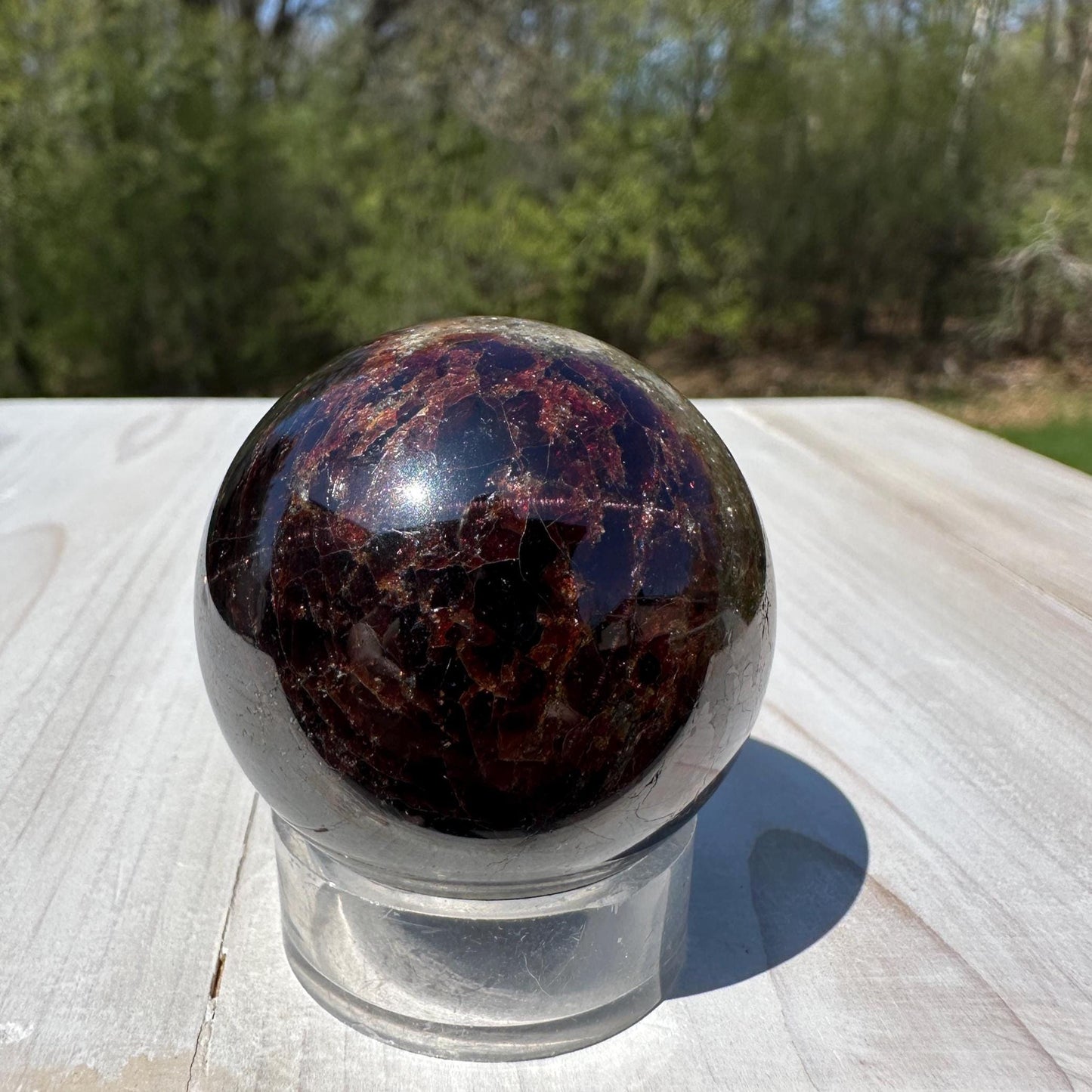 AAA Grade 41mm Star Garnet Sphere with Green Garnet and Kyanite - #1