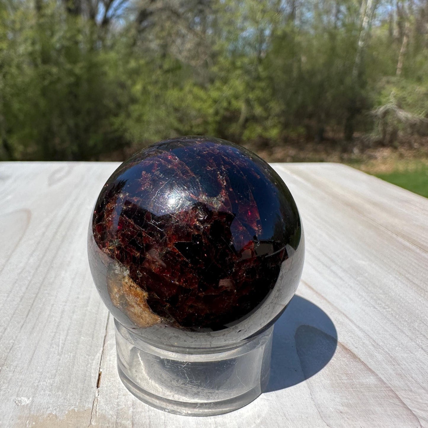 AAA Grade 41mm Star Garnet Sphere with Green Garnet and Kyanite - #1