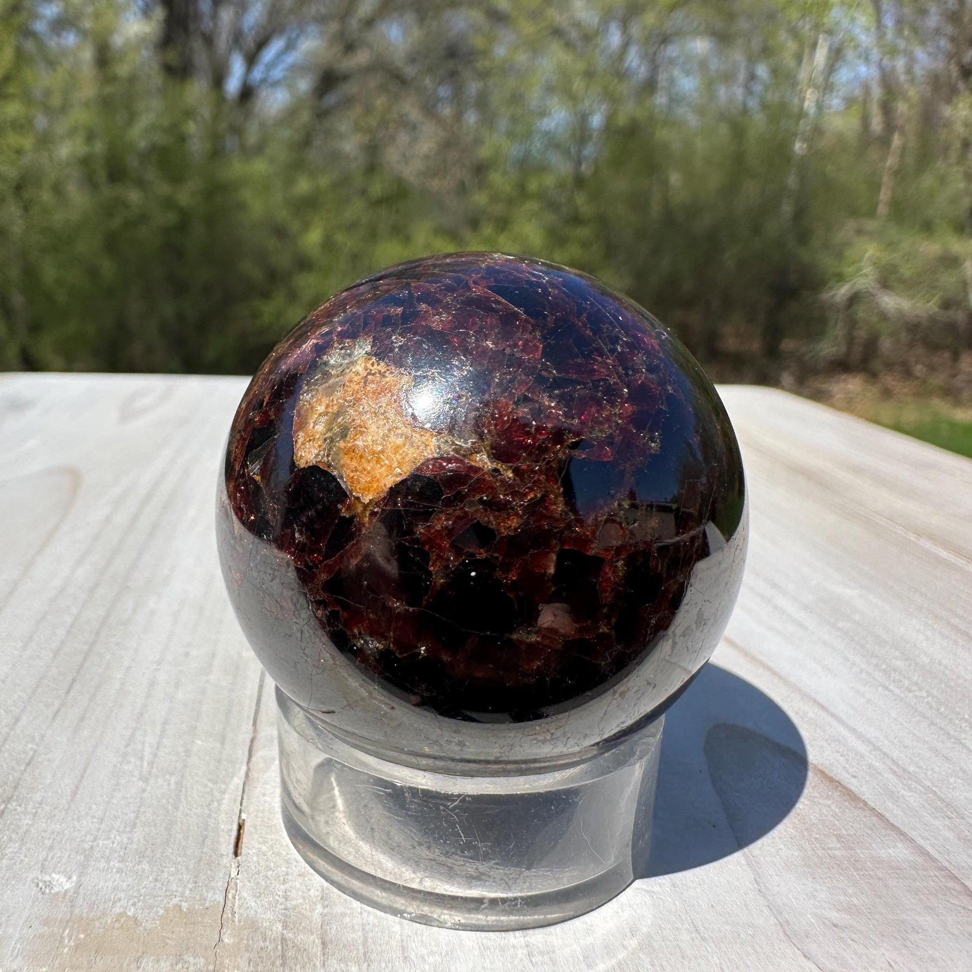 AAA Grade 41mm Star Garnet Sphere with Green Garnet and Kyanite - #1