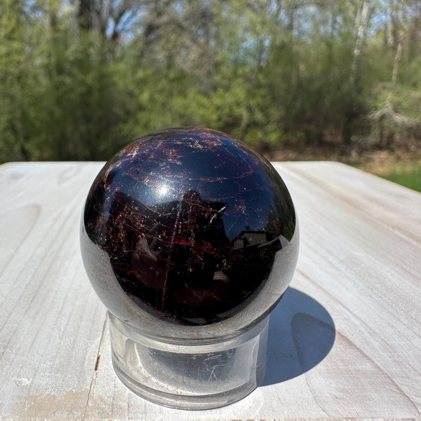 AAA Grade 41mm Star Garnet Sphere with Green Garnet and Kyanite - #1