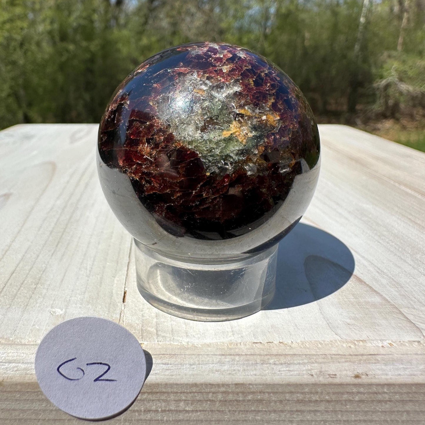 AAA Grade 46.5mm Star Garnet Sphere with Green Garnet and Kyanite - #2