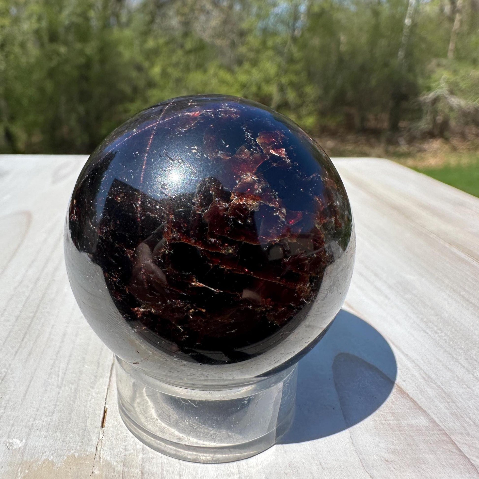 AAA Grade 46.5mm Star Garnet Sphere with Green Garnet and Kyanite - #2